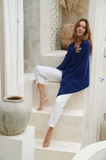 Personalised Navy Pure Cashmere Button Poncho
