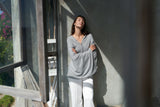 Personalised Grey Pure Cashmere Button Poncho