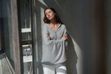 Personalised Grey Pure Cashmere Button Poncho