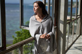 Personalised Grey Pure Cashmere Button Poncho