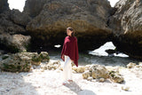 Personalised Burgundy Pure Cashmere Button Poncho