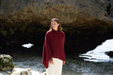 Personalised Burgundy Pure Cashmere Button Poncho