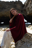 Personalised Burgundy Pure Cashmere Button Poncho