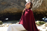 Personalised Burgundy Pure Cashmere Button Poncho