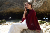 Personalised Burgundy Pure Cashmere Button Poncho