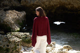 Personalised Burgundy Pure Cashmere Button Poncho