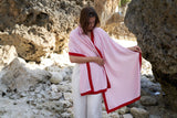 Personalised Pink Red Border Pure Cashmere Wrap