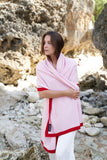 Personalised Pink Red Border Pure Cashmere Wrap