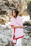 Personalised Pink Red Border Pure Cashmere Wrap