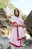 Personalised Pink Red Border Pure Cashmere Wrap