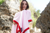 Personalised Pink Red Border Pure Cashmere Wrap