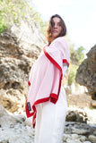 Personalised Pink Red Border Pure Cashmere Wrap