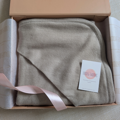 Beige Hooded Cashmere Baby Blanket