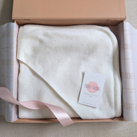 Ivory Hooded Cashmere Baby Blanket