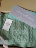 Personalised Sage Green Pure Cashmere Baby Blanket