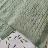 Personalised Sage Green Pure Cashmere Baby Blanket