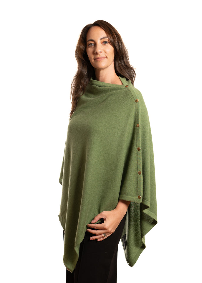 Poncho Cape Pure Cashmere Plain Knitted 2ply Super Soft Luxury