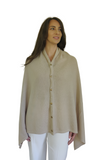 Personalised Sand Beige Pure Cashmere Button Poncho